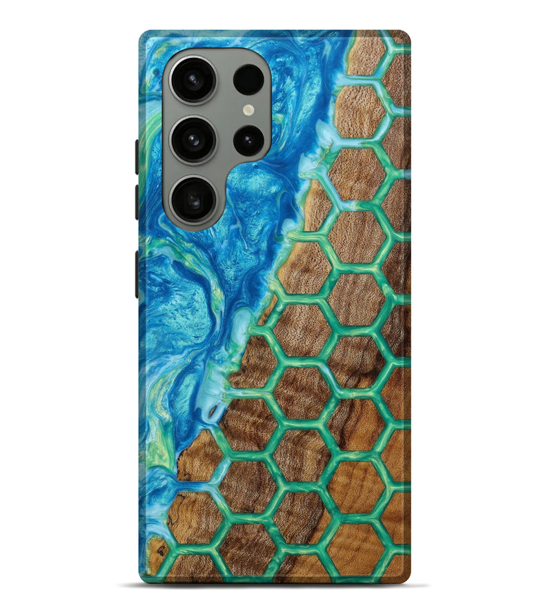 Galaxy S23 Ultra Wood+Resin Live Edge Phone Case - Autumn (Blue, 642386)