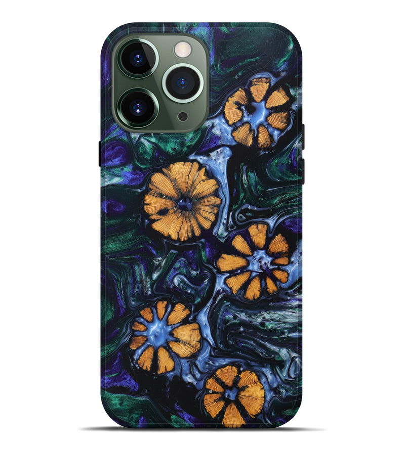 iPhone 13 Pro Max Wood+Resin Live Edge Phone Case - Roxanne (Green, 625386)