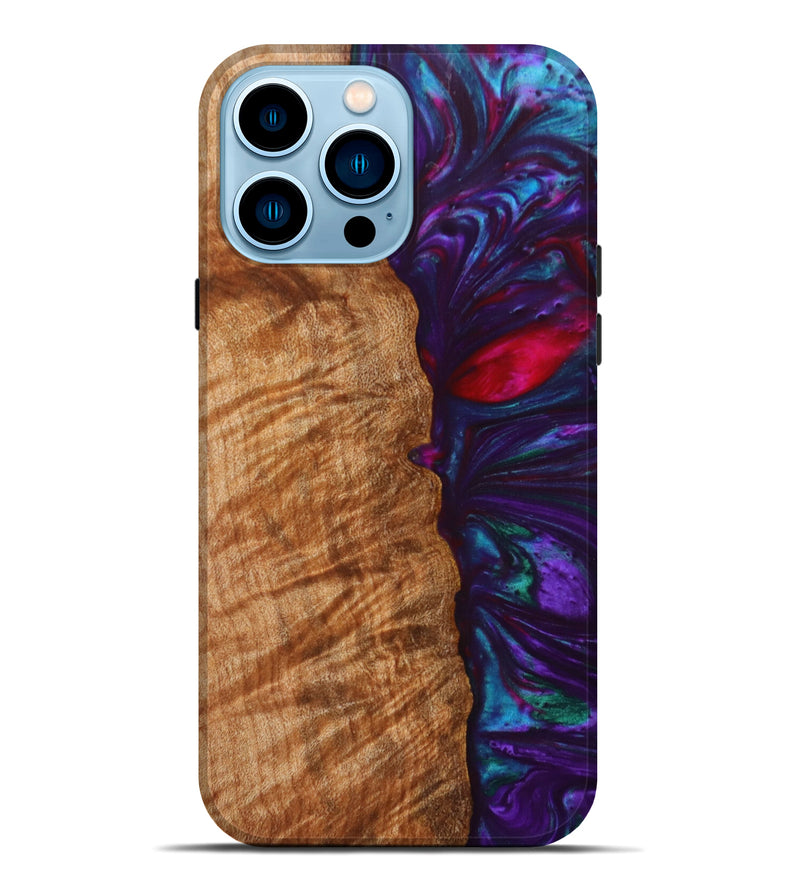 iPhone 14 Pro Max Wood+Resin Live Edge Phone Case - Benoite (Purple, 633233)