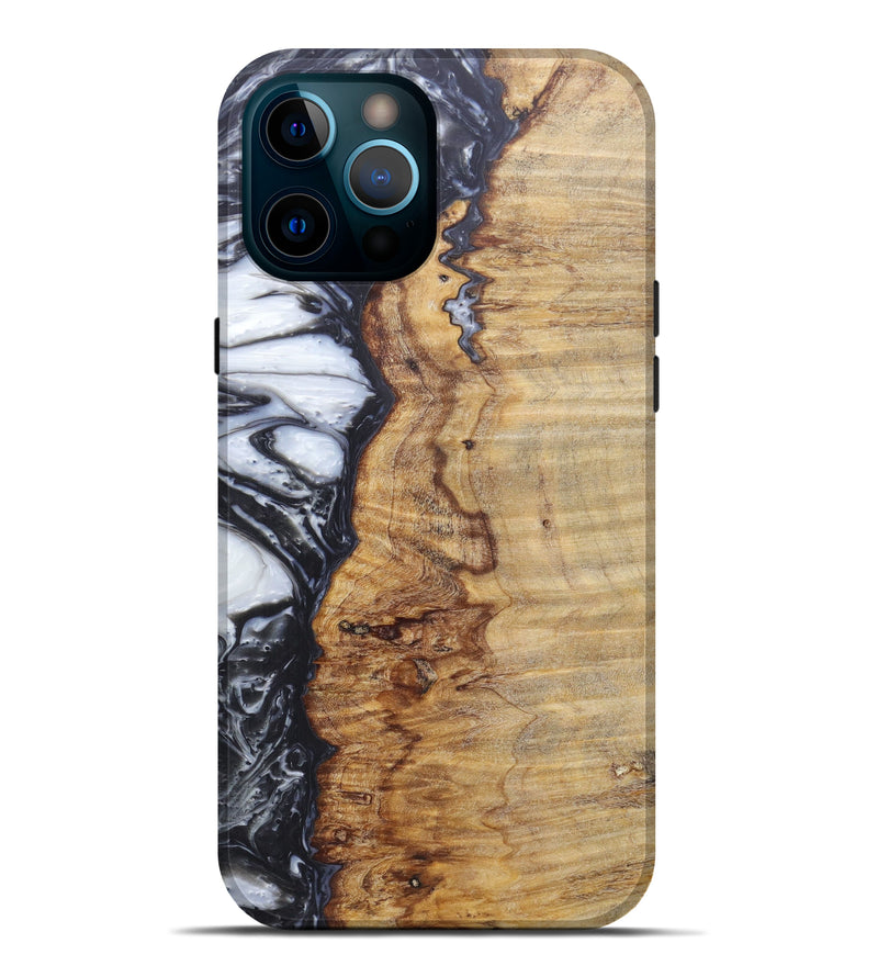 iPhone 12 Pro Max Wood+Resin Live Edge Phone Case - Laverne (Black & White, 598637)