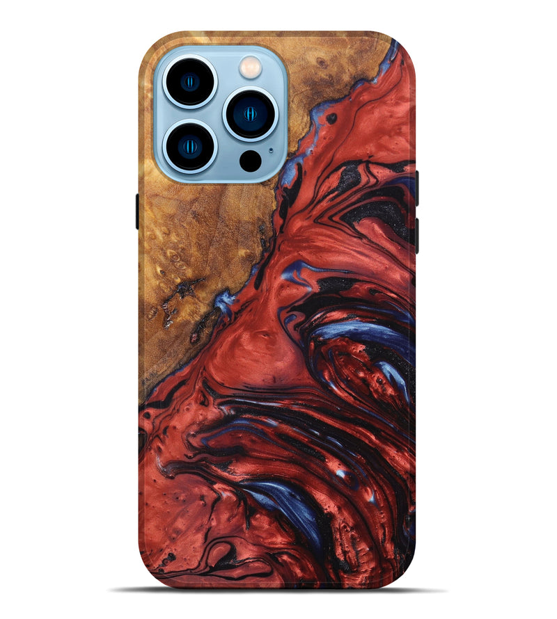 iPhone 14 Pro Max Wood+Resin Live Edge Phone Case - Hunter (Red, 631231)