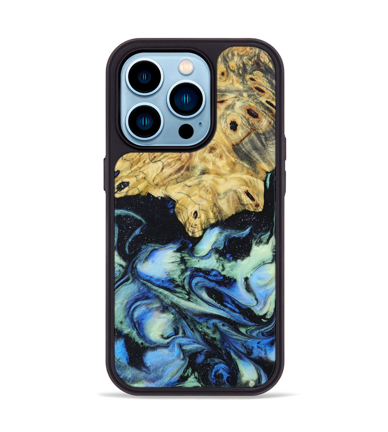 iPhone 14 Pro Wood+Resin Phone Case - Blessing (Aurora, 618579)