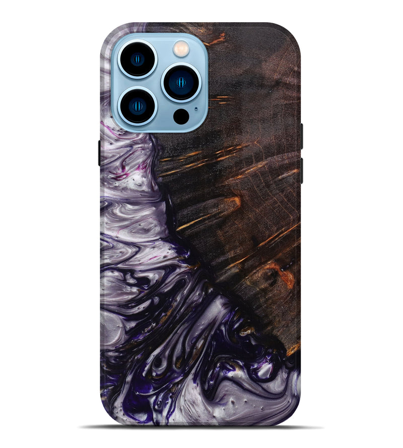 iPhone 14 Pro Max Wood+Resin Live Edge Phone Case - Hollie (Purple, 615798)