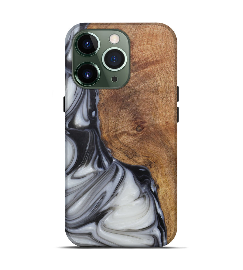 iPhone 13 Pro Wood+Resin Live Edge Phone Case - Shirl (Black & White, 581216)