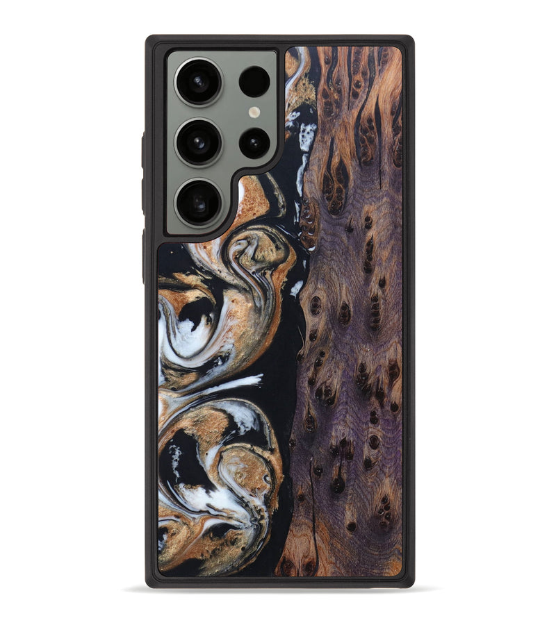 Galaxy S23 Ultra Wood+Resin Phone Case - Alexandro (Black & White, 629952)
