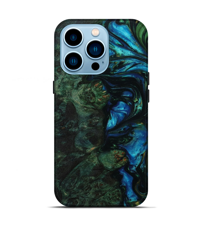 iPhone 14 Pro Wood+Resin Live Edge Phone Case - Aniya (Blue, 643465)