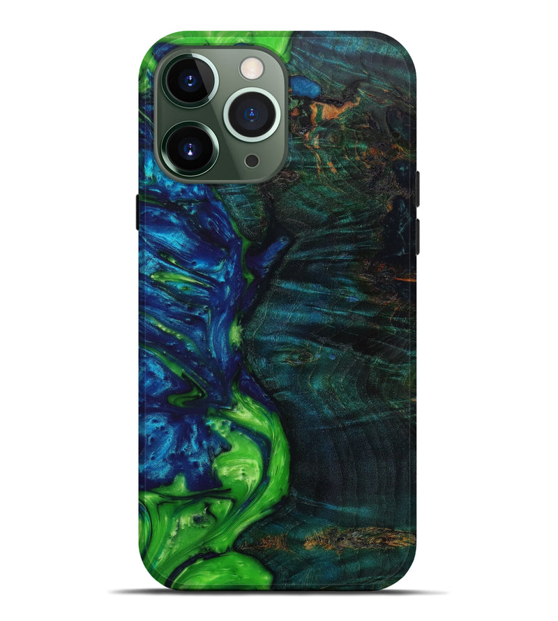iPhone 13 Pro Max Wood+Resin Live Edge Phone Case - Maddox (Green, 642476)
