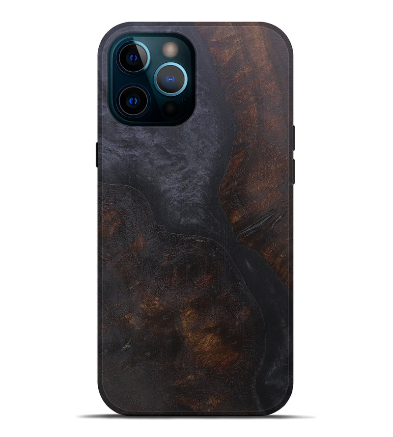 iPhone 12 Pro Max Wood+Resin Live Edge Phone Case - Madge (Pure Black, 595475)