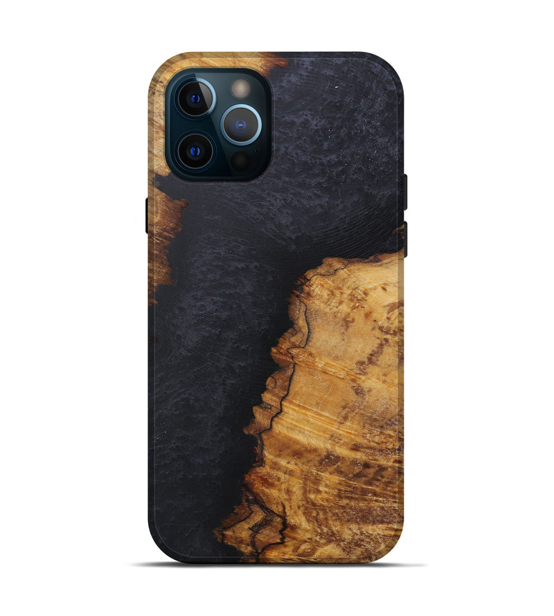 iPhone 12 Pro Wood+Resin Live Edge Phone Case - Joya (Pure Black, 586751)