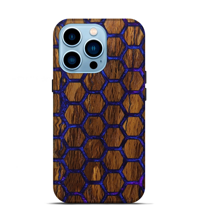 iPhone 14 Pro Wood+Resin Live Edge Phone Case - Lauren (Blue, 639013)