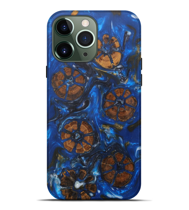iPhone 13 Pro Max Wood+Resin Live Edge Phone Case - Micro (Light Blue, 588009)