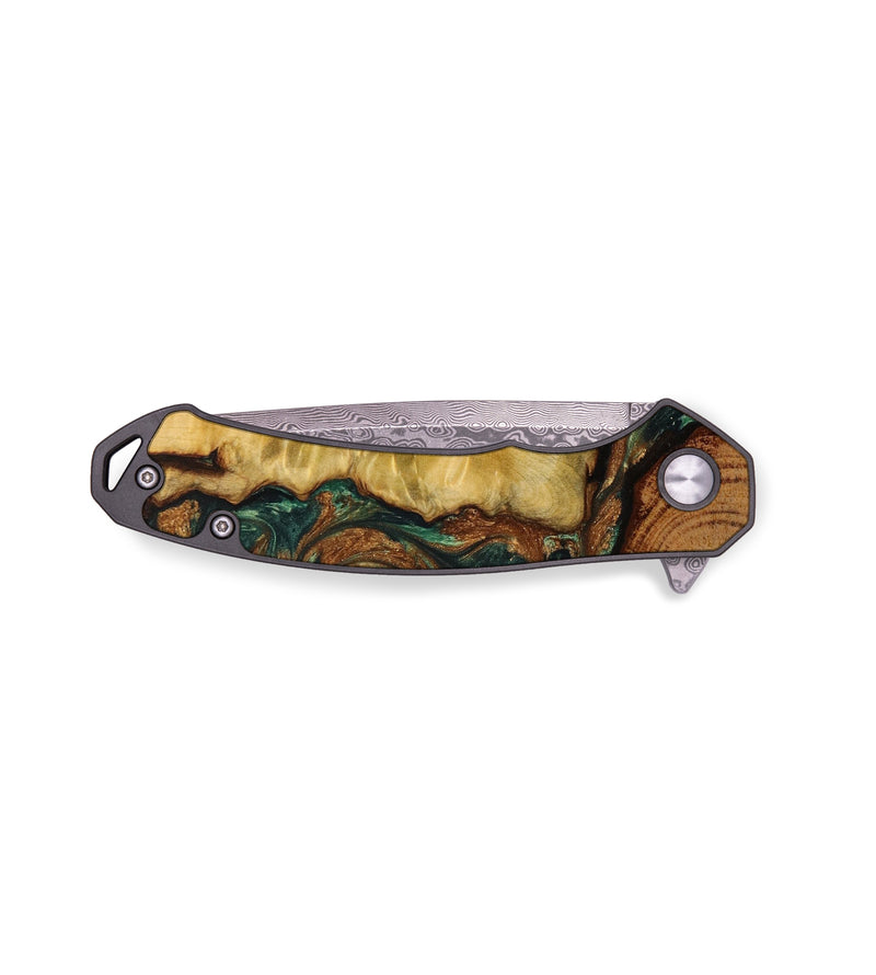 EDC Wood+Resin Pocket Knife - Kristine (Green, 644125)