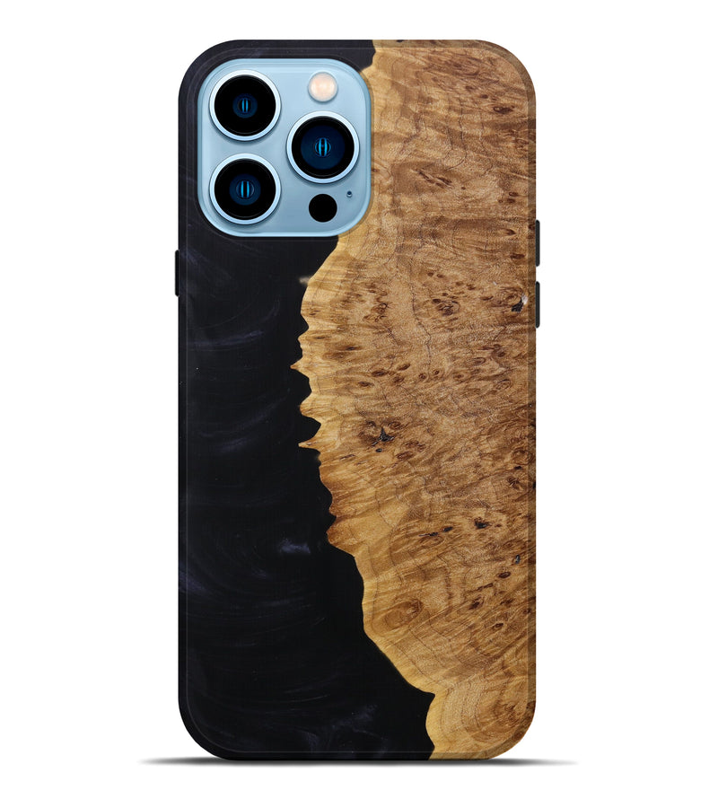 iPhone 14 Pro Max Wood+Resin Live Edge Phone Case - Clare (Pure Black, 613371)