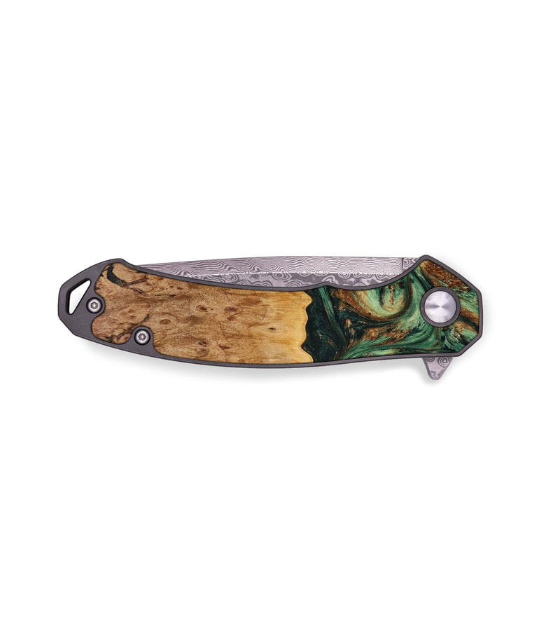 EDC Wood+Resin Pocket Knife - Tabitha (Green, 644128)
