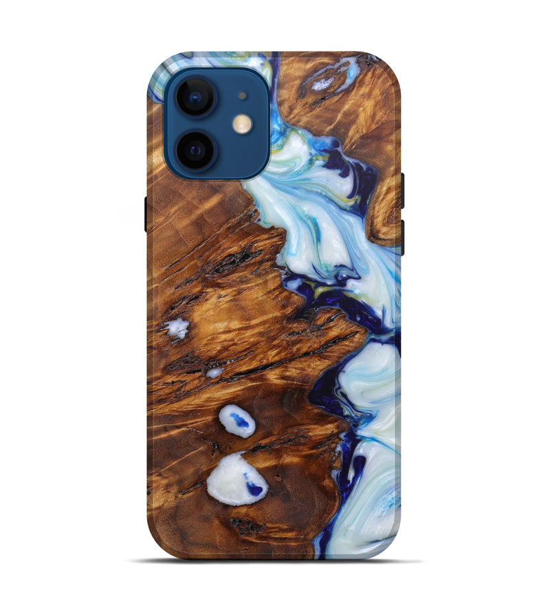 iPhone 12 Wood+Resin Live Edge Phone Case - Darrol (Light Blue, 596336)