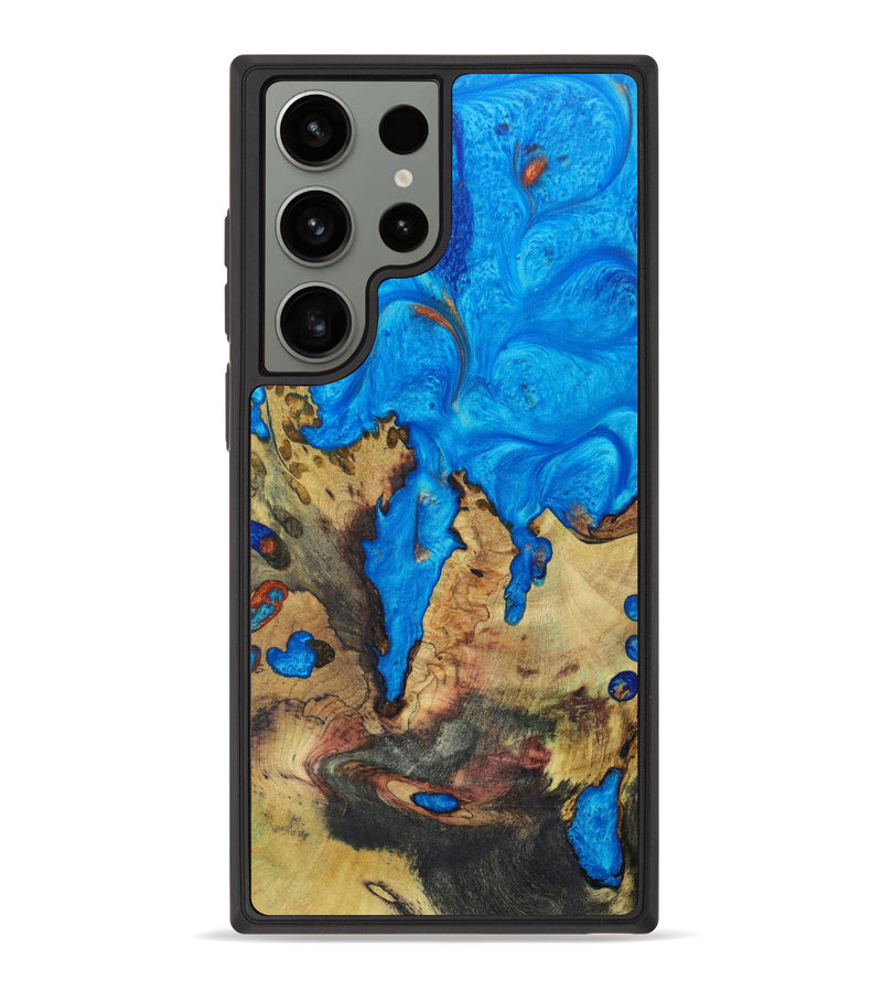 Galaxy S23 Ultra Wood+Resin Phone Case - Natalia (Teal & Gold, 621825)
