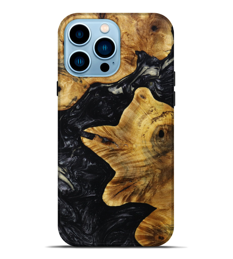 iPhone 14 Pro Max Wood+Resin Live Edge Phone Case - Josephine (Black & White, 645076)