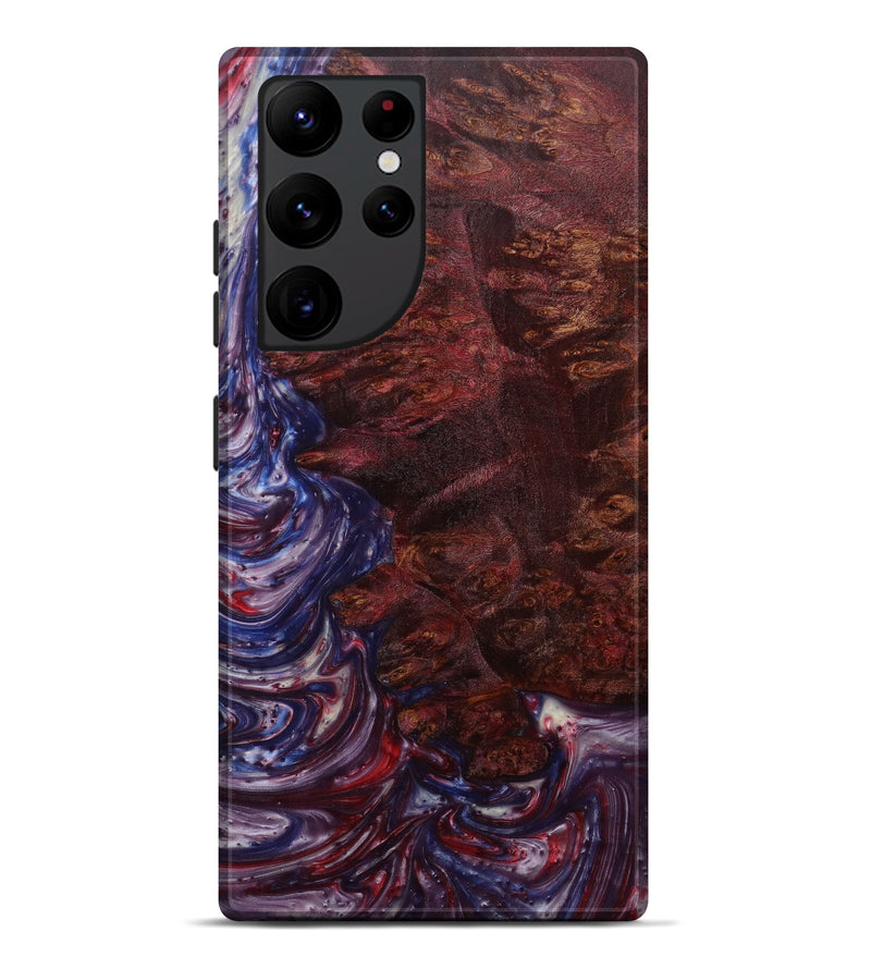 Galaxy S22 Ultra Wood+Resin Live Edge Phone Case - Sayla (Dark Red, 596641)