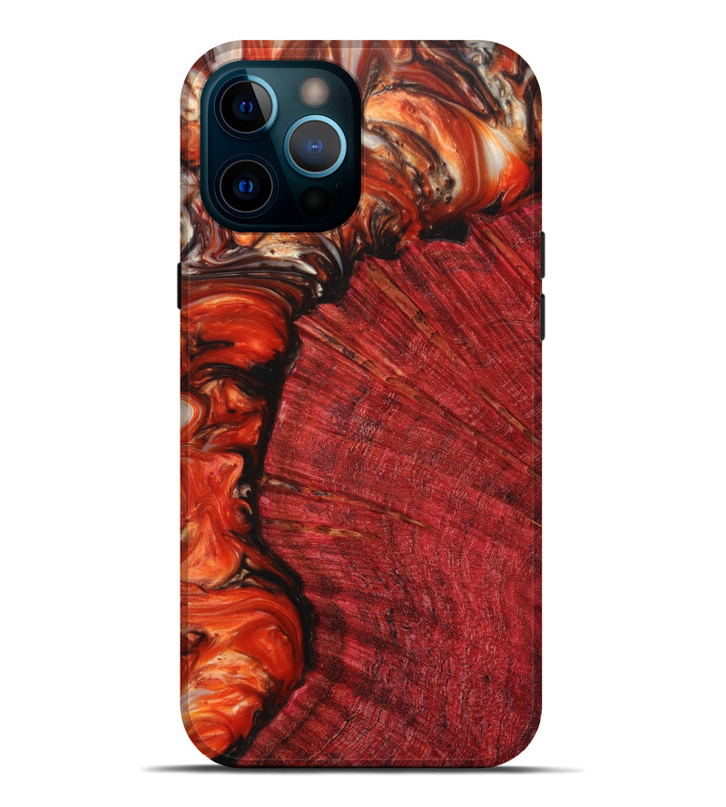 iPhone 12 Pro Max Wood+Resin Live Edge Phone Case - Marcus (Red, 641141)