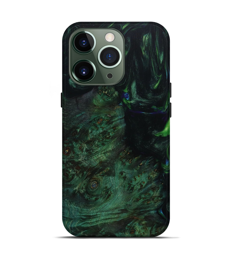 iPhone 13 Pro Wood+Resin Live Edge Phone Case - Gia (Green, 642875)