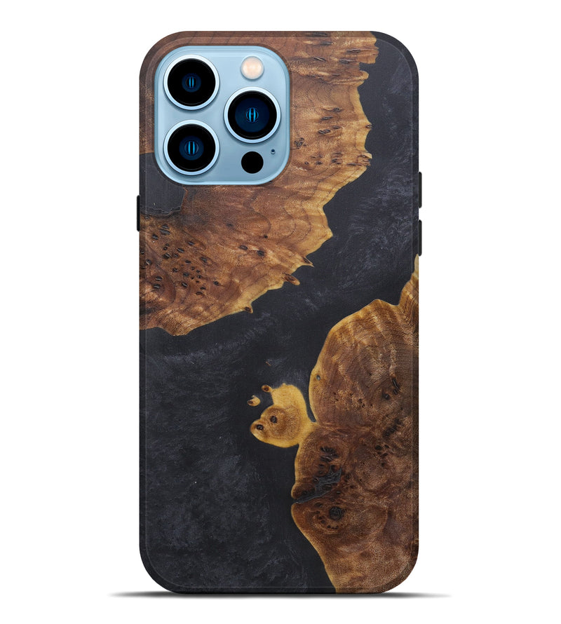 iPhone 14 Pro Max Wood+Resin Live Edge Phone Case - Omar (Pure Black, 595479)