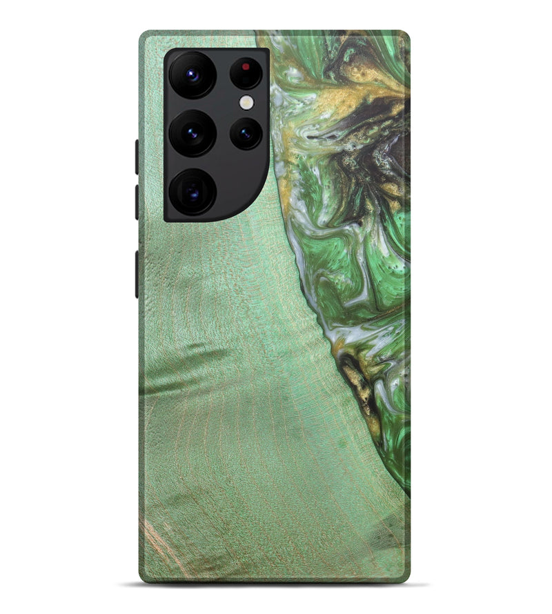 Galaxy S22 Ultra Wood+Resin Live Edge Phone Case - Nevil (Dark Green, 606876)