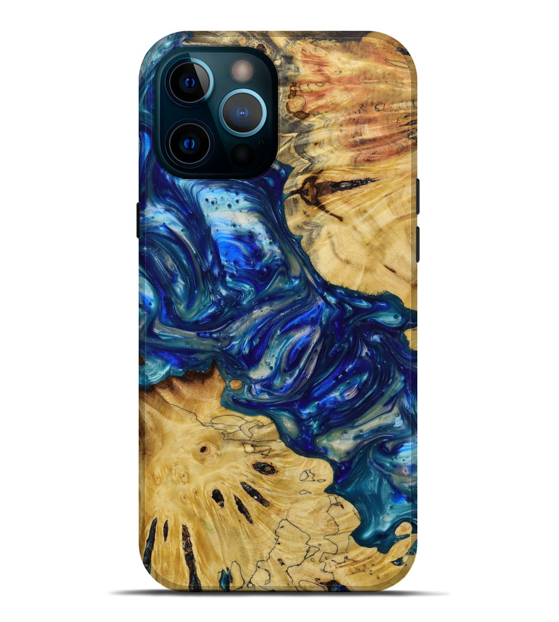 iPhone 12 Pro Max Wood+Resin Live Edge Phone Case - Marcos (Blue, 646715)
