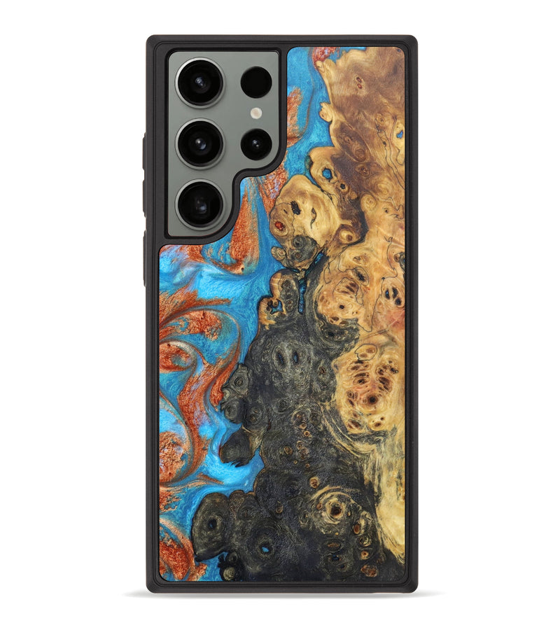 Galaxy S23 Ultra Wood+Resin Phone Case - Mariyah (Teal & Gold, 629274)