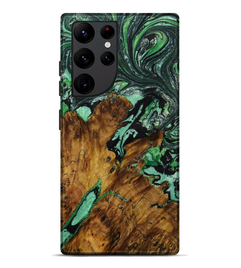 Galaxy S22 Ultra Wood+Resin Live Edge Phone Case - Nettie (Green, 645978)