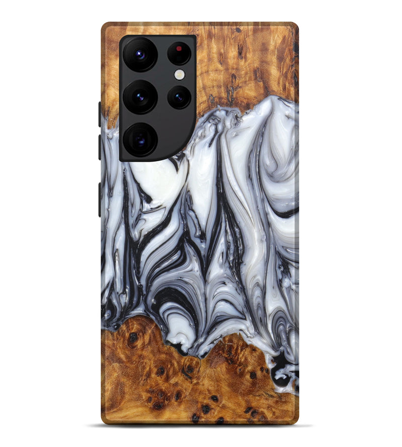 Galaxy S22 Ultra Wood+Resin Live Edge Phone Case - Audi (Black & White, 606486)