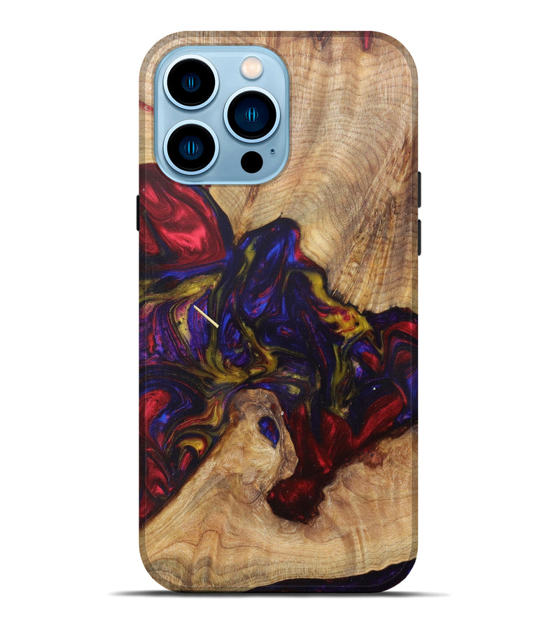 iPhone 14 Pro Max Wood+Resin Live Edge Phone Case - Aydan (Red, 624476)