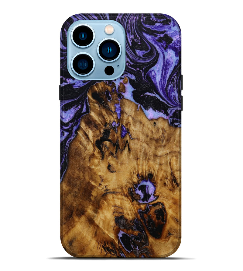 iPhone 14 Pro Max Wood+Resin Live Edge Phone Case - Lia (Purple, 644007)