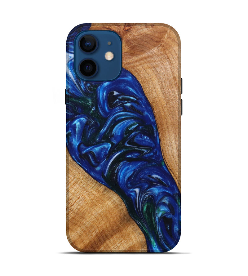 iPhone 12 Wood+Resin Live Edge Phone Case - Mahesh (Blue, 633526)