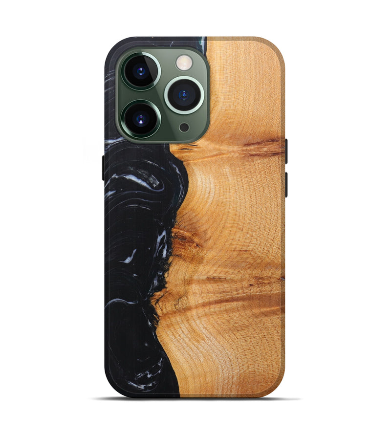 iPhone 13 Pro Wood+Resin Live Edge Phone Case - Ignatius (Pure Black, 601236)