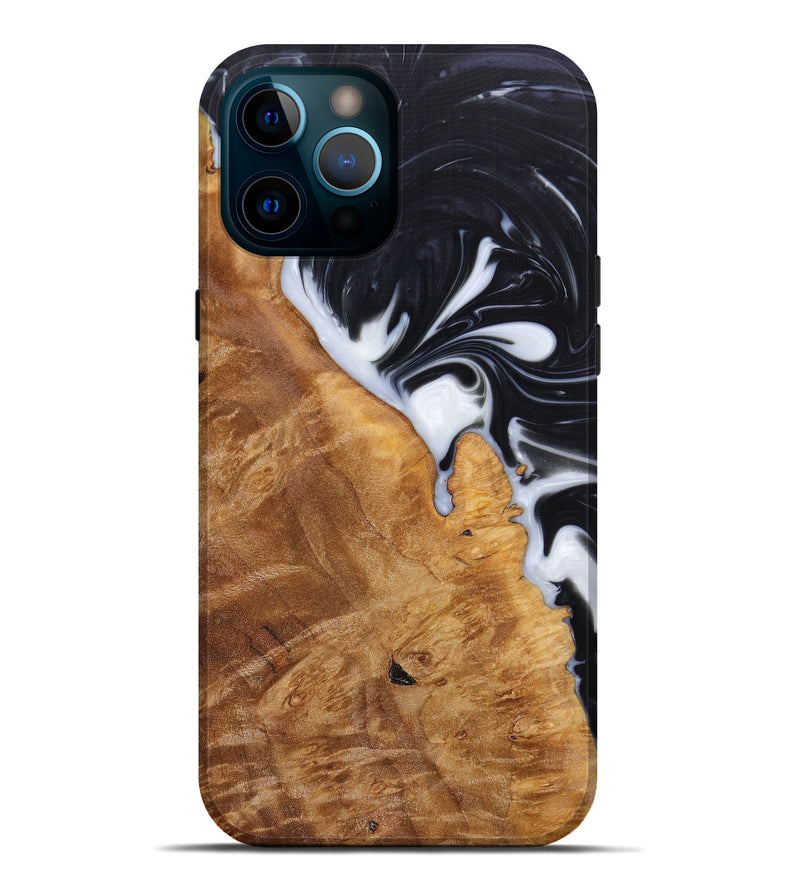 iPhone 12 Pro Max Wood+Resin Live Edge Phone Case - Christiana (Black & White, 615805)