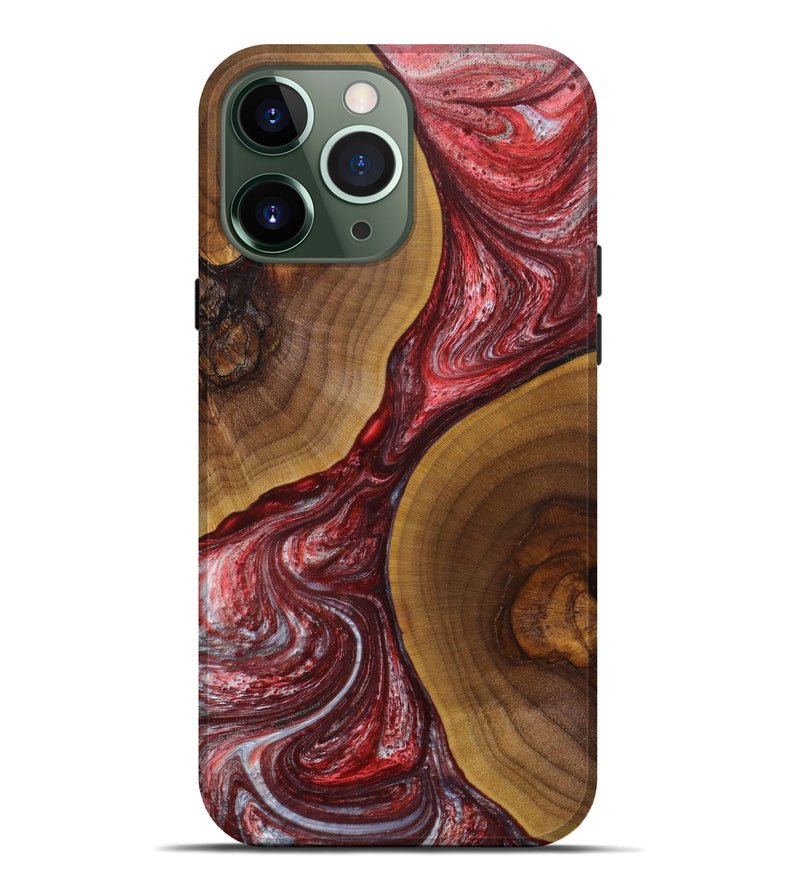 iPhone 13 Pro Max Wood+Resin Live Edge Phone Case - Ruby (Red, 637250)