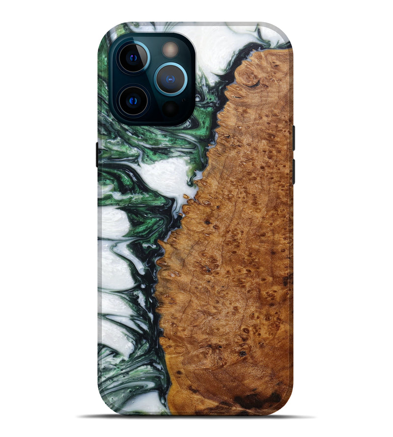 iPhone 12 Pro Max Wood+Resin Live Edge Phone Case - Abdiel (Dark Green, 613961)