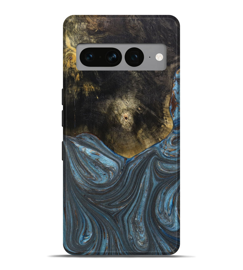 Pixel 7 Pro Wood+Resin Live Edge Phone Case - Lamont (Teal & Gold, 645793)