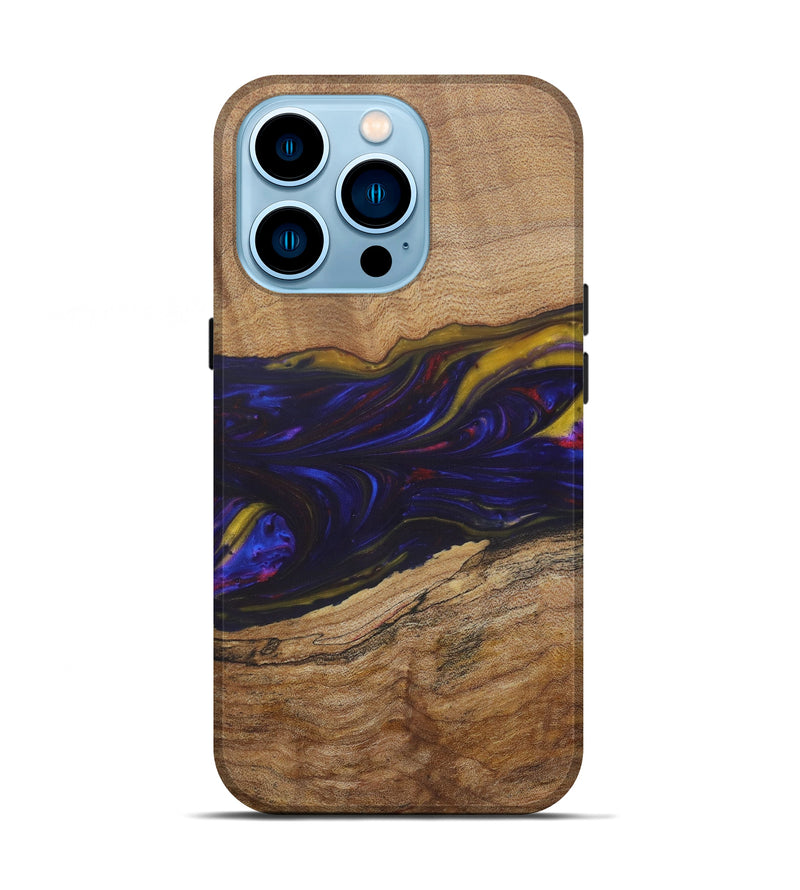 iPhone 14 Pro Wood+Resin Live Edge Phone Case - Detlev (Dark Blue, 580663)