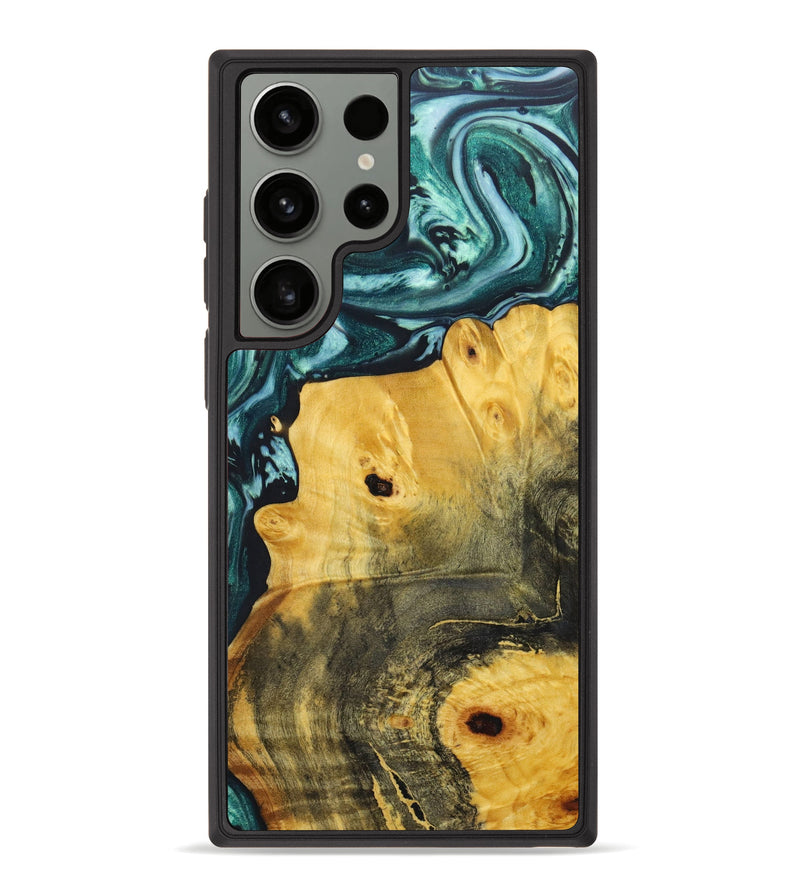 Galaxy S23 Ultra Wood+Resin Phone Case - Ty (Green, 636582)