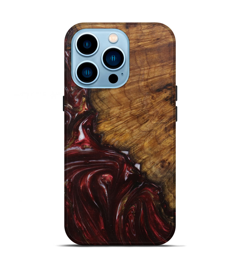 iPhone 14 Pro Wood+Resin Live Edge Phone Case - Said (Dark Red, 592343)