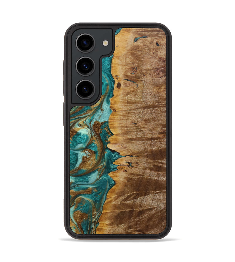 Galaxy S23 Wood+Resin Phone Case - Micah (Teal & Gold, 644633)