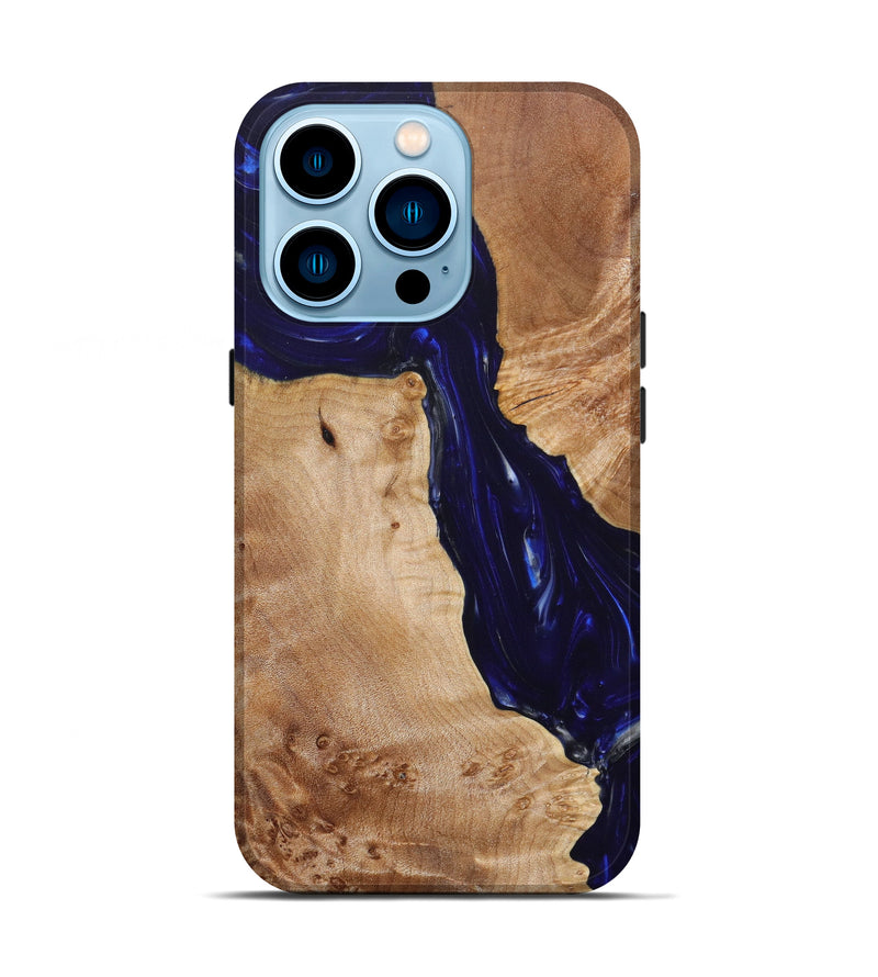 iPhone 14 Pro Wood+Resin Live Edge Phone Case - Brysen (Blue, 624339)