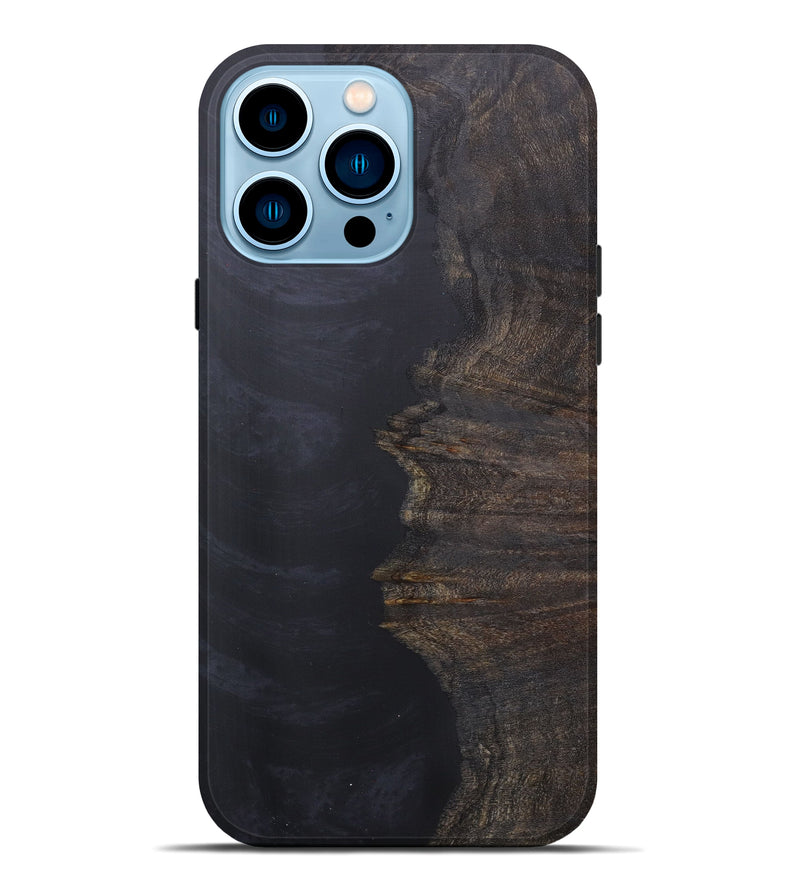 iPhone 14 Pro Max Wood+Resin Live Edge Phone Case - Kelila (Pure Black, 608623)