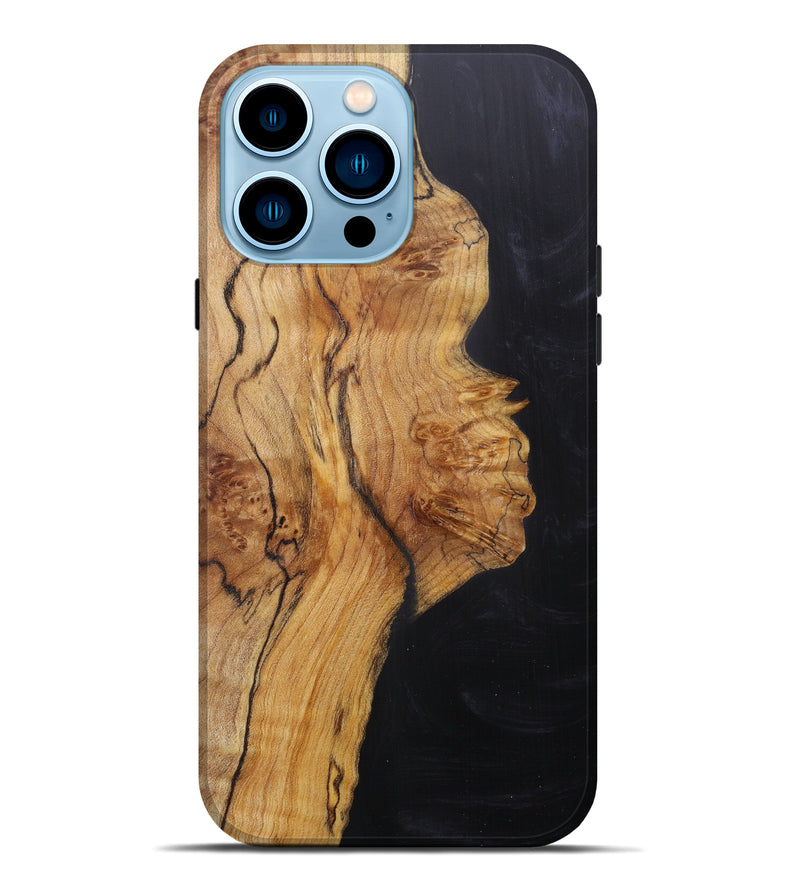 iPhone 14 Pro Max Wood+Resin Live Edge Phone Case - Avie (Pure Black, 601225)