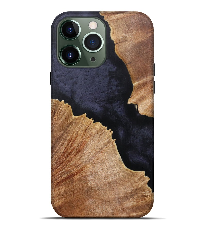 iPhone 13 Pro Max Wood+Resin Live Edge Phone Case - Jamya (Black & White, 626613)