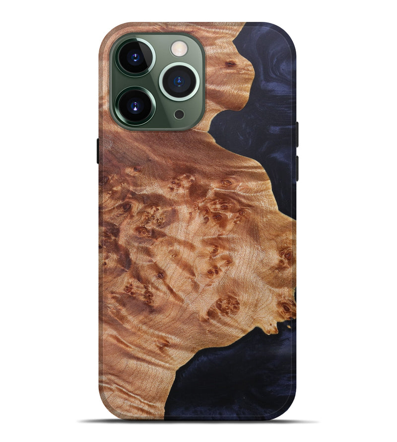iPhone 13 Pro Max Wood+Resin Live Edge Phone Case - Adrie (Pure Black, 608626)