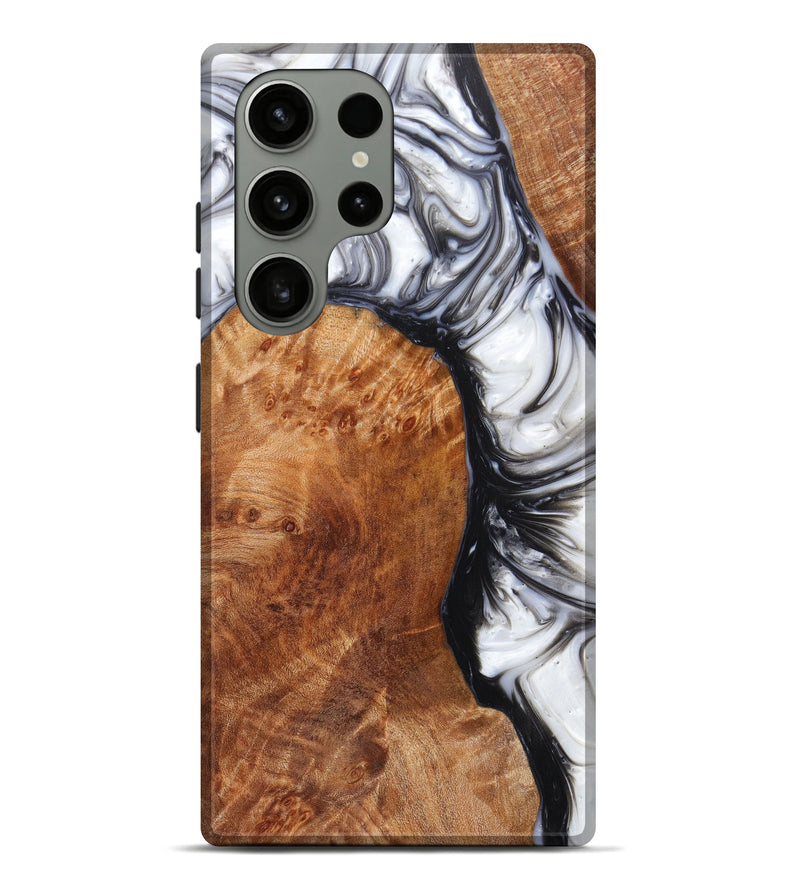 Galaxy S23 Ultra Wood+Resin Live Edge Phone Case - Alyson (Black & White, 624532)