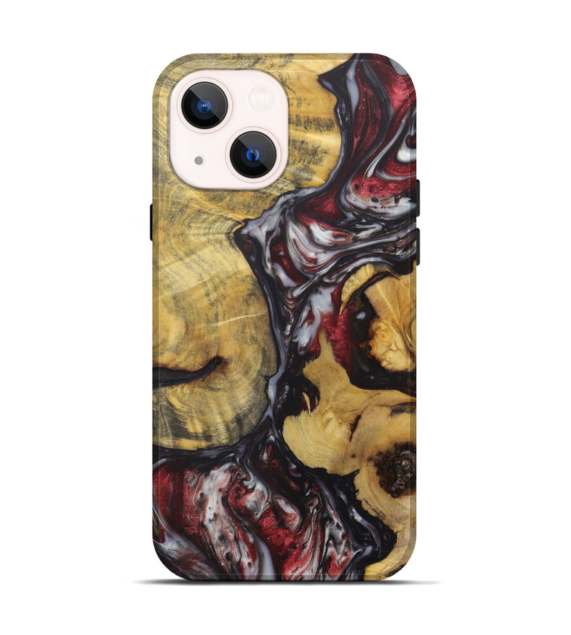 iPhone 14 Wood+Resin Live Edge Phone Case - Dexter (Red, 641759)