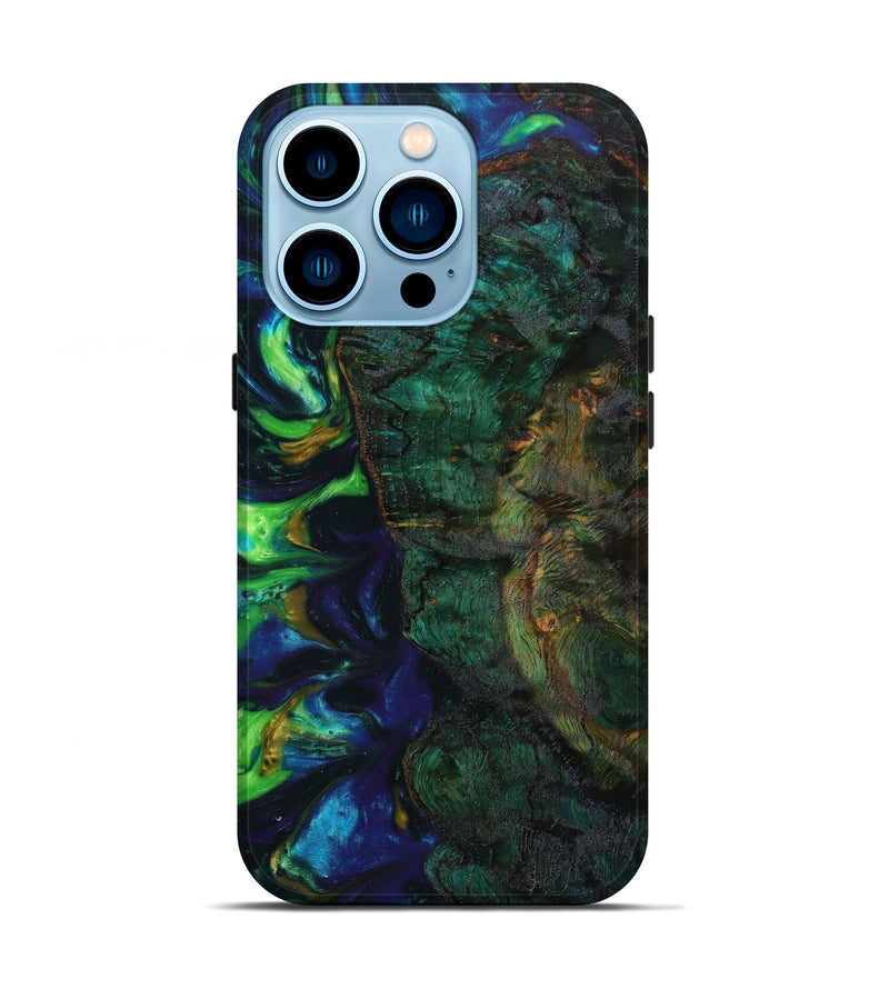 iPhone 14 Pro Wood+Resin Live Edge Phone Case - Eli (Blue, 645558)